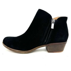 Lucky Brand Barough Suede Ankle Bootie Black Size 6.5M